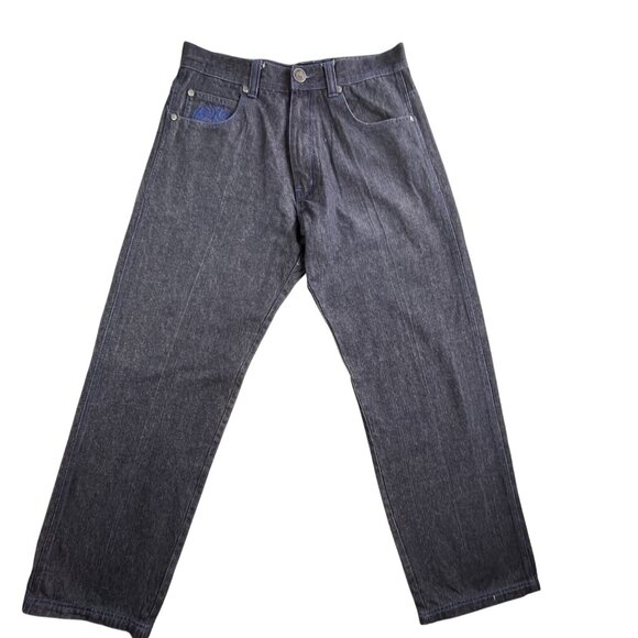 Dmax Jeans Mens 34x32 Blue Denim Baroque Embroidered Pockets Streetwear Y2K Goth - Picture 2 of 16